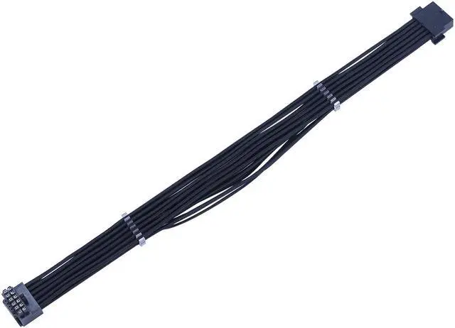 Alt view image 3 of 5 - X-Enlazar Superior 600W PCIe 5.0 / Gen 5 90 Degree L-Angled Patent 12VHPWR PSU Extension Cable / Black / 12+4pin to 12+4pin Extension Connector / Mesh Paracord Sleeving