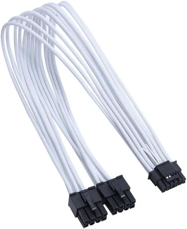 Main image of X-Enlazar Superior 600W PCIe 5.0 (Gen 5.0) 12VHPWR PSU Cable / White / Dual 6+2pin to 12+4pin Cable (7+8pin) / Mesh Paracord Sleeving
