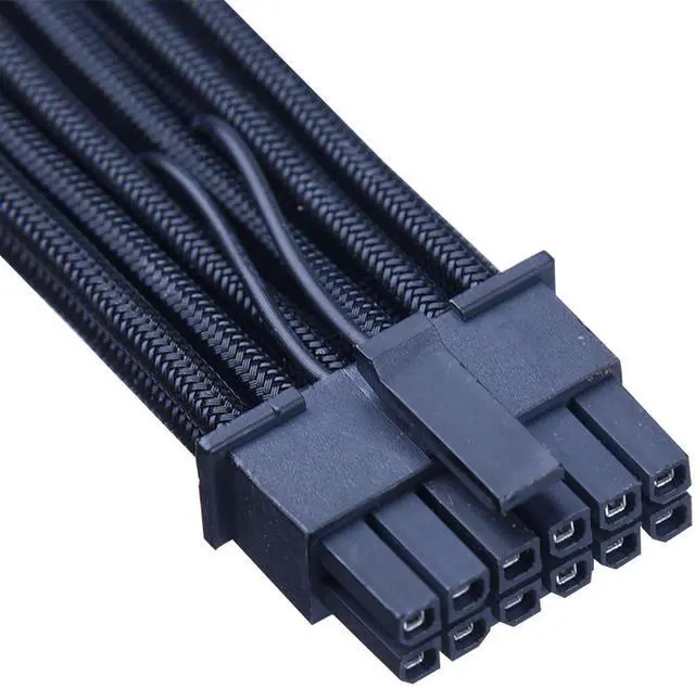 Alt view image 2 of 5 - X-Enlazar Superior 600W PCIe 5.0 (Gen 5.0) 12VHPWR PSU Cable / Black / Dual 6+2pin to 12+4pin Cable (7+8pin) / Mesh Paracord Sleeving