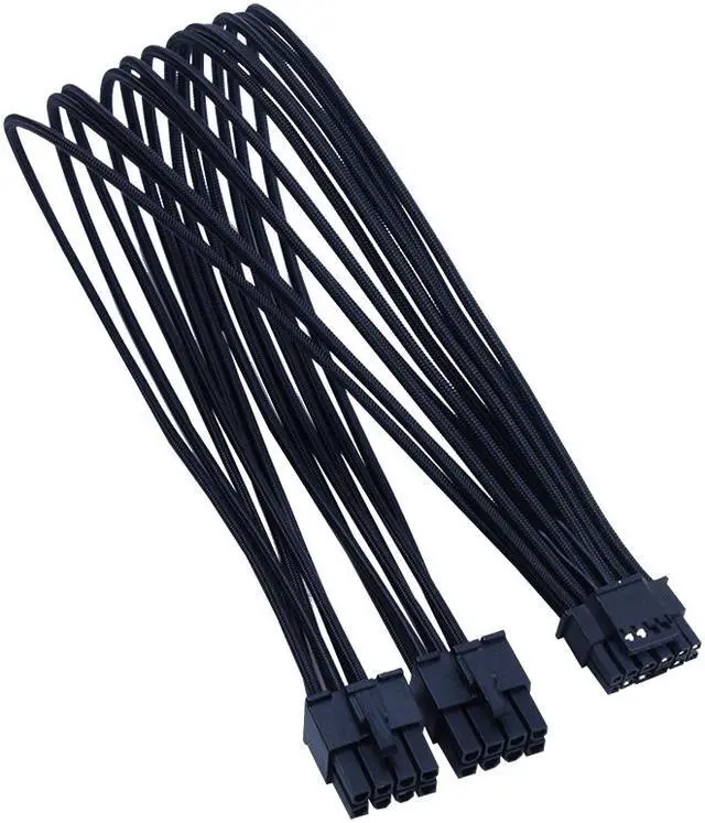 Main image of X-Enlazar Superior 600W PCIe 5.0 (Gen 5.0) 12VHPWR PSU Cable / Black / Dual 6+2pin to 12+4pin Cable (7+8pin) / Mesh Paracord Sleeving