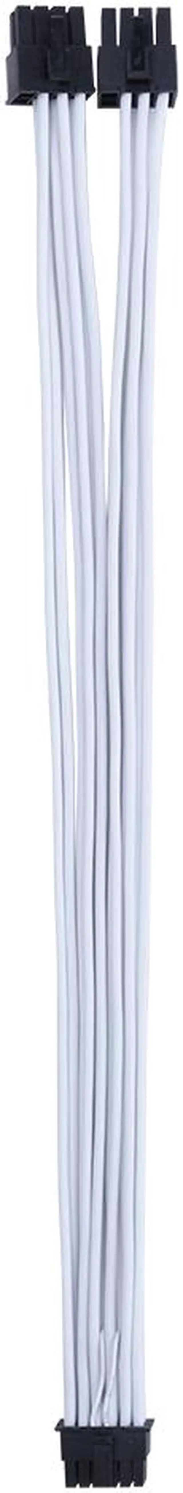 Alt view image 4 of 5 - X-Enlazar Superior 600W PCIe 5.0 (Gen 5.0) 12VHPWR PSU Cable / White / Dual 6+2pin to 12+4pin Cable (7+8pin) / Mesh Paracord Sleeving