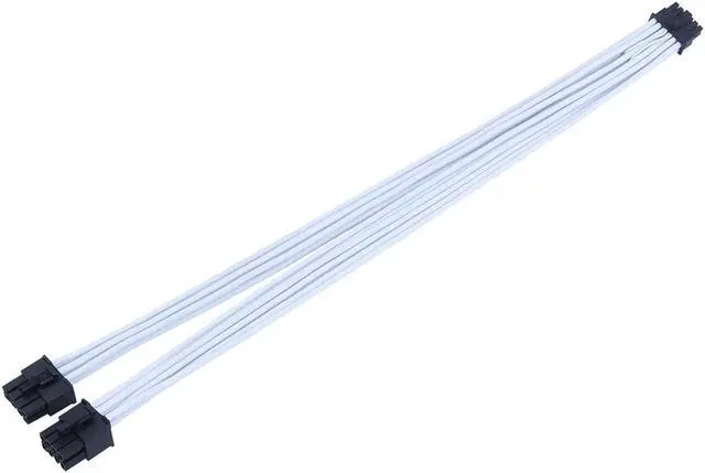 Alt view image 5 of 5 - X-Enlazar Superior 600W PCIe 5.0 (Gen 5.0) 12VHPWR PSU Cable / White / Dual 6+2pin to 12+4pin Cable (7+8pin) / Mesh Paracord Sleeving