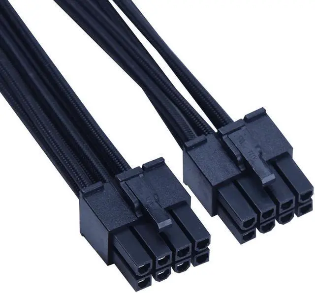 Alt view image 3 of 5 - X-Enlazar Superior 600W PCIe 5.0 (Gen 5.0) 12VHPWR PSU Cable / Black / Dual 6+2pin to 12+4pin Cable (7+8pin) / Mesh Paracord Sleeving