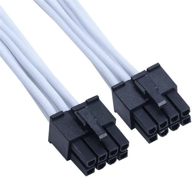 Alt view image 3 of 5 - X-Enlazar Superior 600W PCIe 5.0 (Gen 5.0) 12VHPWR PSU Cable / White / Dual 6+2pin to 12+4pin Cable (7+8pin) / Mesh Paracord Sleeving