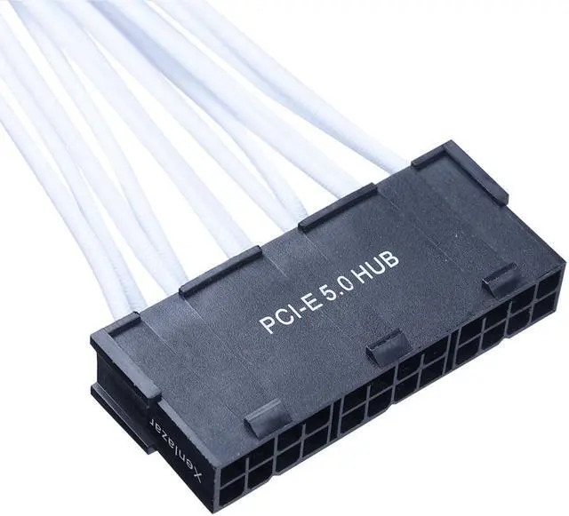 Alt view image 2 of 5 - X-Enlazar Superior Triple 6+2pin to 12VHPWR Extension Cable 300mm / 600W PCIe 5.0 (Gen 5.0) 12V-2x6 PSU Cable / Mesh Paracord Sleeving / White