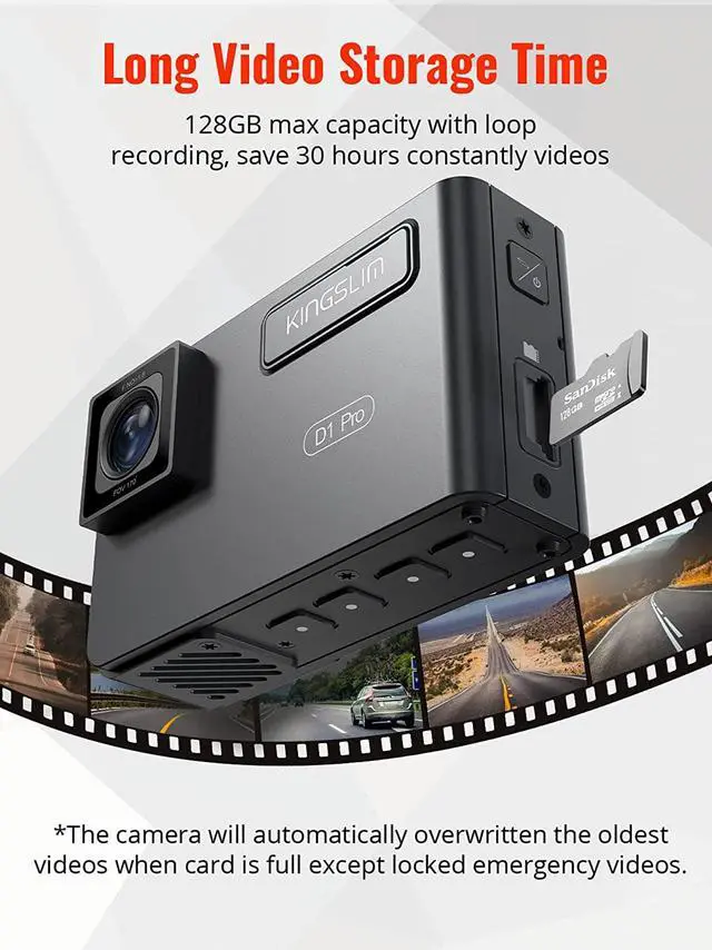 Alt view image 6 of 6 - Kingslim D1 Pro 2K Dash Cam Front and Inside with Wi-Fi GPS - 2K/1080P Dual Car Camera Driving Recorder, Super Night Vision with 340° Wide Angle, 24H Parking Monitor (No Card),128GB