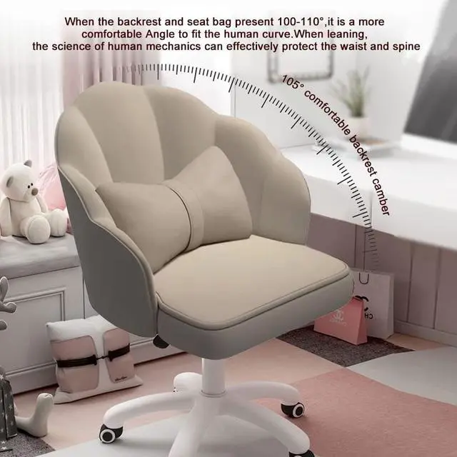 Alt view image 7 of 7 - Home Office Desk Butterfly Chair with Mid-Back Upholstered Modern Tufted Computer Task Chair Swivel Height Adjustable Velvet Accent Chair