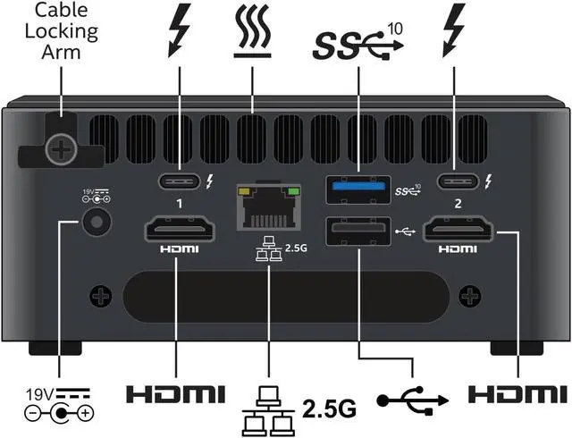 Alt view image 4 of 7 - Intel NUC 12th NUC12WSHi7 i7-1260P Core Processor Iris Xe Graphics 4K Windows 10 Pro WIFI6 Dual Thunderbolt 4 Pc Portable Gamer Barebone