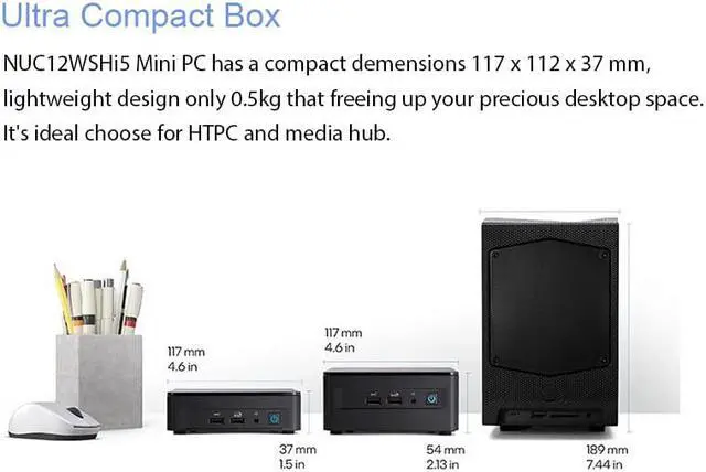 Alt view image 5 of 7 - Intel NUC 12th NUC12WSHi7 i7-1260P Core Processor Iris Xe Graphics 4K Windows 10 Pro WIFI6 Dual Thunderbolt 4 Pc Portable Gamer Barebone
