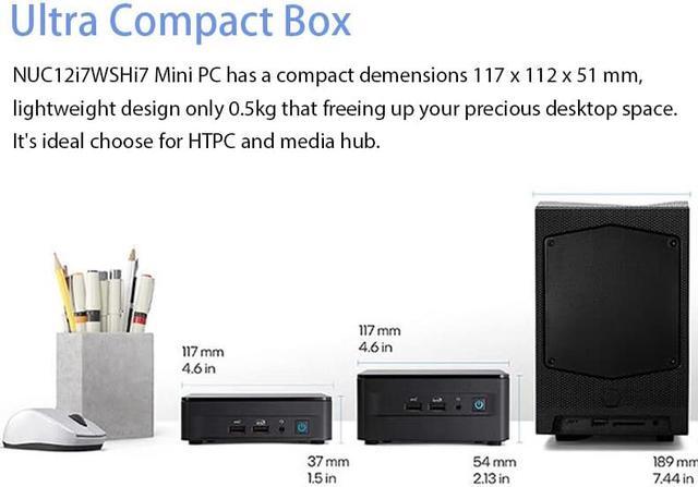 Alt view image 4 of 6 - Intel NUC 12 Pro, Newest 12th Gen Core i5-1240P, 16GB+512GB, Intel Iris Xe Graphics 8K, WiFi 6E, Vesa Mounting Bracket, Built-in Windows 11 Pro US Power Cord included