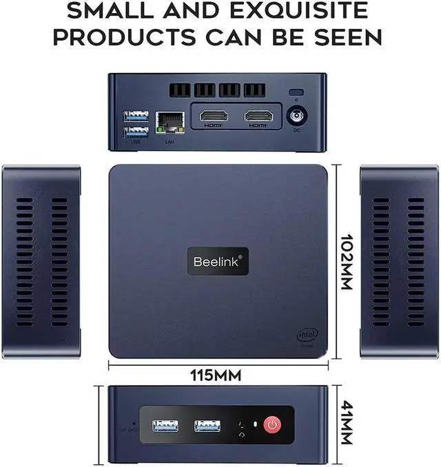 Alt view image 5 of 7 - Beelink Mini S Intel 11th Gen N5095(UP to 2.9GHz), 8GB DDR4 128GB SSD, Intel UHD Graphics, Windows 10 Pro, Dual HDMI 4K WiFi5 BT4.0