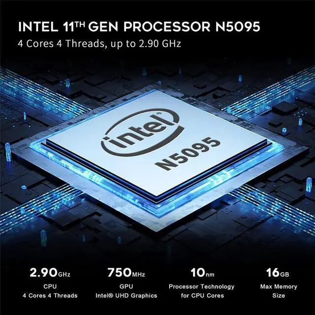 Alt view image 3 of 7 - Beelink Mini S Intel 11th Gen N5095(UP to 2.9GHz), 8GB DDR4 128GB SSD, Intel UHD Graphics, Windows 10 Pro, Dual HDMI 4K WiFi5 BT4.0