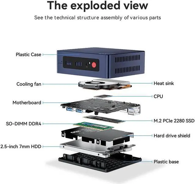 Alt view image 6 of 7 - Beelink Mini S12 Pro Intel N100 (Up to 3.4GHz), 16GB DDR4 RAM 500GB NVME SSD, Intel UHD Graphics, Windows 10 Pro, Dual HDMI/WiFi 6/BT 5.2