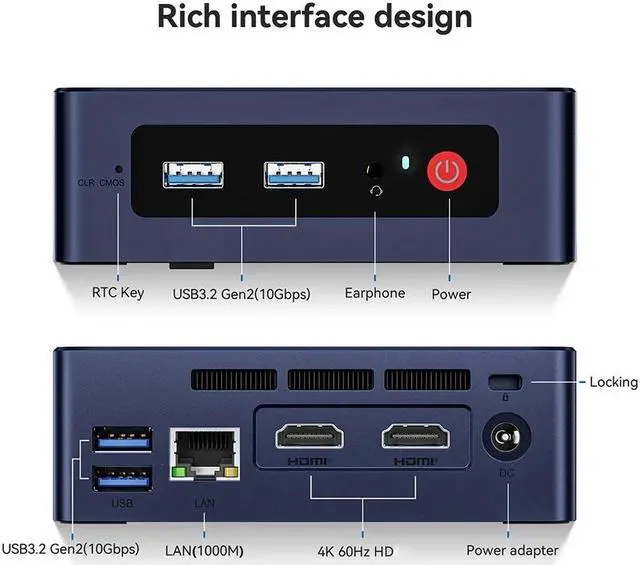 Alt view image 5 of 7 - Beelink Mini S12 Pro Intel N100 (Up to 3.4GHz), 16GB DDR4 RAM 500GB NVME SSD, Intel UHD Graphics, Windows 10 Pro, Dual HDMI/WiFi 6/BT 5.2