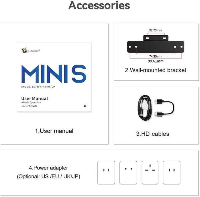 Alt view image 6 of 7 - Beelink Mini S12 Pro Intel N95 (Up to 3.4GHz), 8GB DDR4 RAM 128GB NVME SSD, Windows 10 Pro, Dual HDMI 4K60Hz/WiFi 5/BT 4.2