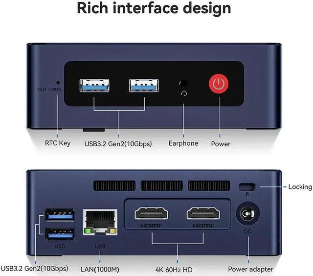 Alt view image 5 of 7 - Beelink Mini S12 Pro Intel N95 (Up to 3.4GHz), 8GB DDR4 RAM 128GB NVME SSD, Windows 10 Pro, Dual HDMI 4K60Hz/WiFi 5/BT 4.2