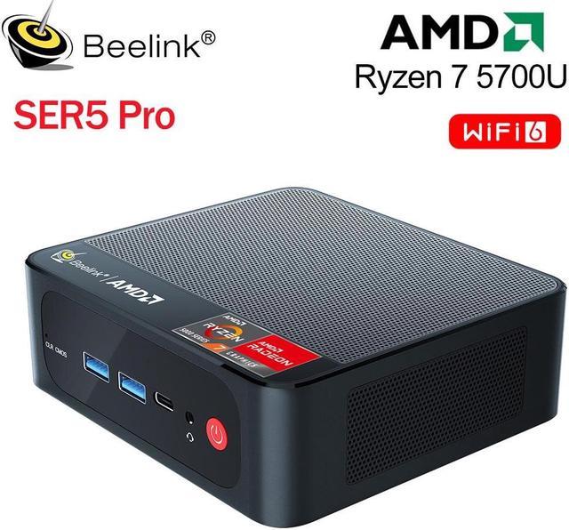 Beelink Mini PC SER5 Pro AMD Ryzen 7 5700U (8C/16T Up to 4.3GHz), 16GB DDR4  RAM 1TB NVME SSD, AMD Radeon Graphics, Windows 11 Pro, WiFi 6/BT 5.2 