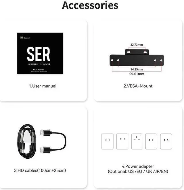 Alt view image 7 of 7 - Beelink Mini PC SER6 AMD Ryzen 9 6900HX (8C/16T Up to 4.9GHz), 32GB DDR5 RAM 1TB NVME SSD, AMD Radeon Graphics, Windows 11 Pro, WiFi 6/BT 5.2