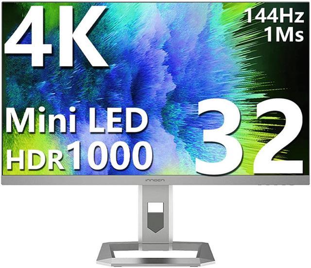 INNOCN 32M2V 32 4K Mini LED Gaming Monitor, UHD 3840 x 2160 IPS Display,  144Hz, 1ms(GTG) Response Time, 99% DCI-P3, Display HDR1000, FreeSync  Premium, Pivot Sensor, Height Adjustab - Silver 
