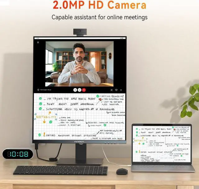 Alt view image 7 of 7 - INNOCN 28C1Q 28" Computer Vertical Monitor, 16:18 SDQHD 2560 x 2880 Nano IPS Display, 60Hz, 98% DCI-P3, HDR 10, Built-In Webcam, USB Type C, Height/Pivot Adjustable