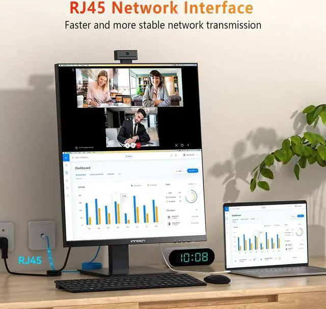Alt view image 6 of 7 - INNOCN 28C1Q 28" Computer Vertical Monitor, 16:18 SDQHD 2560 x 2880 Nano IPS Display, 60Hz, 98% DCI-P3, HDR 10, Built-In Webcam, USB Type C, Height/Pivot Adjustable
