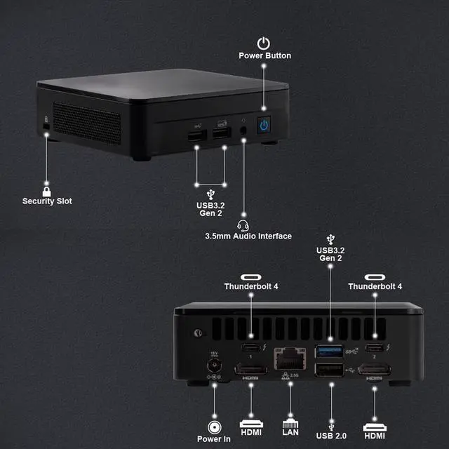 Alt view image 5 of 7 - Intel NUC 12 Pro NUC12WSKi3 Desktop Computer Core i3-1220P Processor Intel UHD Graphics Wi-Fi 6E Bluetooth 5.2 Barebone System