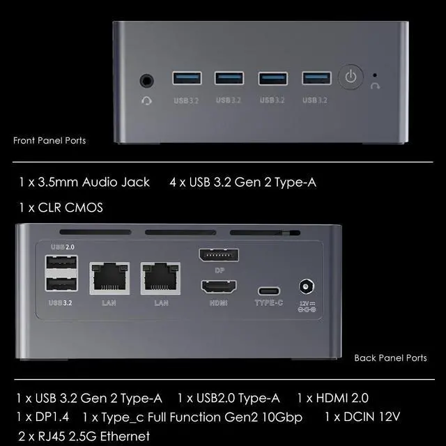 Alt view image 6 of 6 - BRENUC Mini PC N9N PRO Intel Core i3-N305 (up to 3.8GHz), 16GB DDR4 RAM 512GB NVME SSD, Intel UHD Graphics, Win11 Pro, 2 x 2.5GbE I226-V 6 x USB Ports WiFi 6 Bluetooth 5.2