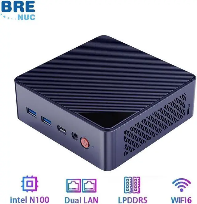 Main image of BRENUC Mini PC N6M Intel Alder Lake N100(up to 3.4GHz), 12GB LPDDR5 RAM 256GB NVME SSD, Intel UHD Graphics, Win11 Pro, 2 x 2.5GbE WiFi 6 Bluetooth 5.2
