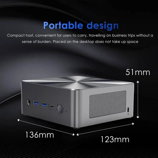 Alt view image 5 of 6 - BRENUC Mini PC N7A Intel Core i5-12450H (up to 4.4GHz), 16GB DDR4 RAM 512GB NVME SSD, Intel UHD Graphics, Windows 11 Pro, Triple screen display WiFi 6 Bluetooth 5.2
