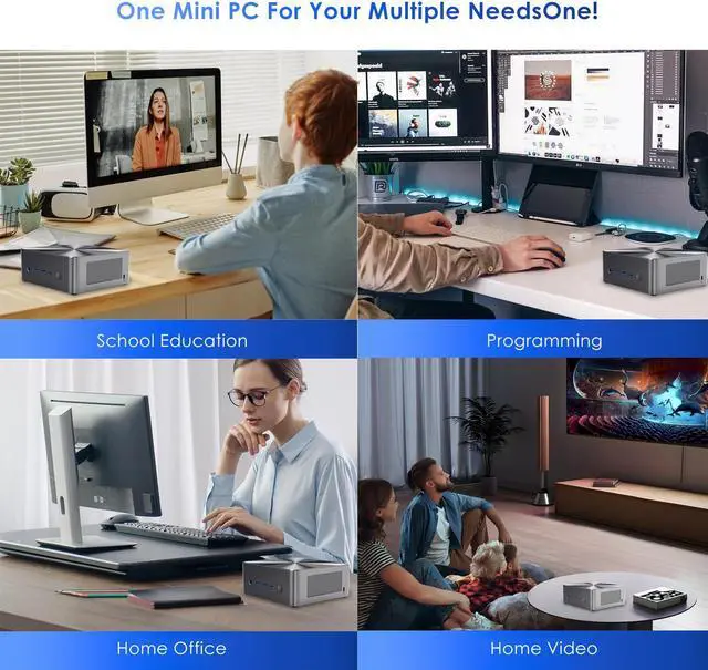 Alt view image 4 of 6 - BRENUC Mini PC N7A Intel Core i5-12450H (up to 4.4GHz), 16GB DDR4 RAM 512GB NVME SSD, Intel UHD Graphics, Windows 11 Pro, Triple screen display WiFi 6 Bluetooth 5.2