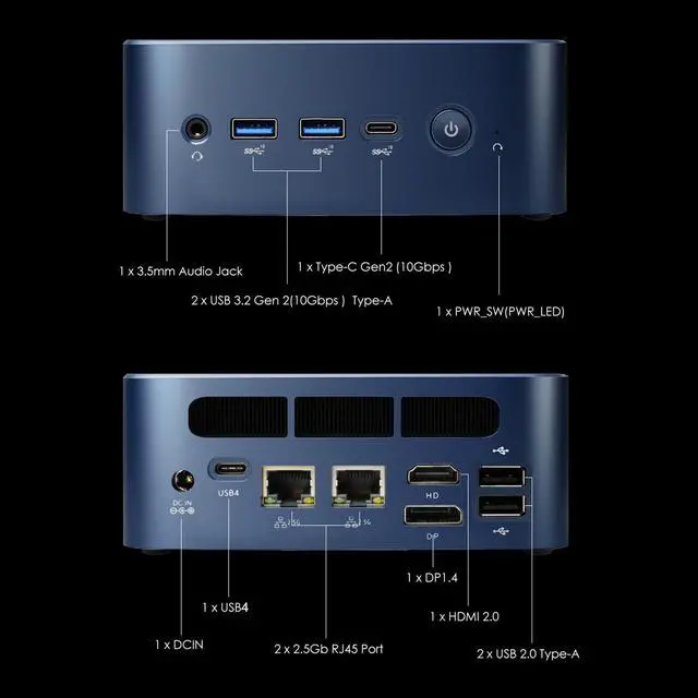 Alt view image 6 of 6 - BRENUC Mini PC N7P AMD Ryzen 7 8845HS(up 5.1GHz),32GB DDR5 RAM 1TB NVMe PCIE 4.0 SSD,AMD Radeon 780M Graphics,Triple Screen Display,WiFi 6,Bluetooth 5.2