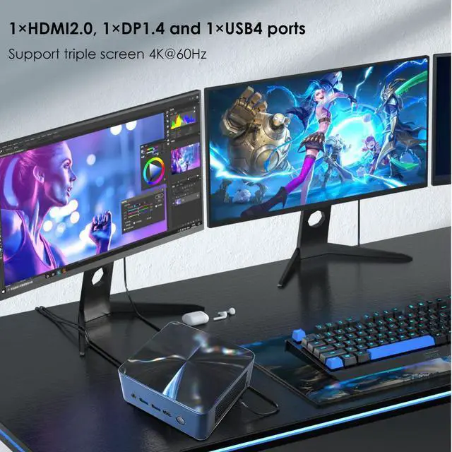 Alt view image 3 of 6 - BRENUC Mini PC N7P AMD Ryzen 7 8845HS(up 5.1GHz),32GB DDR5 RAM 1TB NVMe PCIE 4.0 SSD,AMD Radeon 780M Graphics,Triple Screen Display,WiFi 6,Bluetooth 5.2