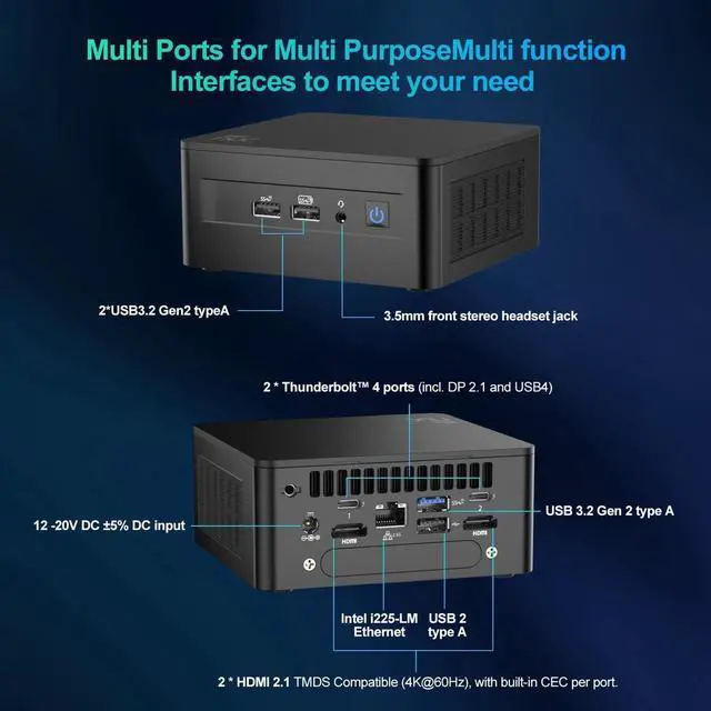 Alt view image 4 of 6 - ASUS NUC 13 Pro Arena Canyon NUC13ANHi7 Core i7-1360P Latest 13TH Gen Intel Core Processor Intel Iris Xe Graphics Wi-Fi 6E Thunderbolt 4 64GB RAM 2TB SSD US Power Cord included