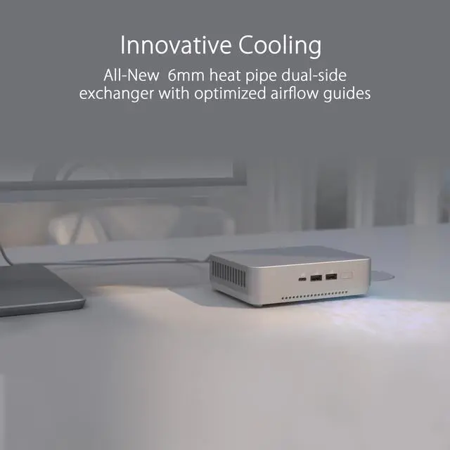 Alt view image 6 of 7 - ASUS NUC 14 Pro+ Intel 14th Gen Core Ultra 9 185H (NPU Support), 64GB DDR5 RAM, 2TB SSD, Thunderbolt 4, Wi-Fi 6E & Bluetooth 5.3, Silver Aluminum Chassis, with VESA Mount