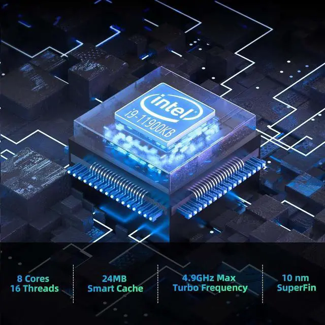Alt view image 2 of 6 - Intel NUC 11 Extreme - Gaming PC Desktop - Intel Core i9-11900KB (8C/16T up to 4.90 GHz) - GeForce RTX 5060 TI 8G - 32GB DDR4 3200MHz - 1TB NVMe SSD - 650W 80PLUS