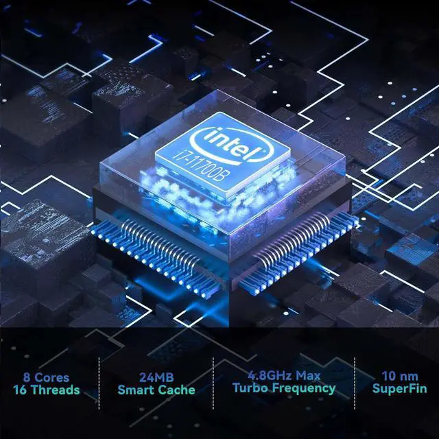 Alt view image 2 of 7 - Intel NUC 11 Extreme - Gaming desktop - Core i7-11700B Processor(24M Cache up to 4.8 GHz) - Aigo RX580 8G - 32GB DDR4 3200MHz - 1TB M.2 NVMe - 650W 80PLUS - WIFI - Gaming PC