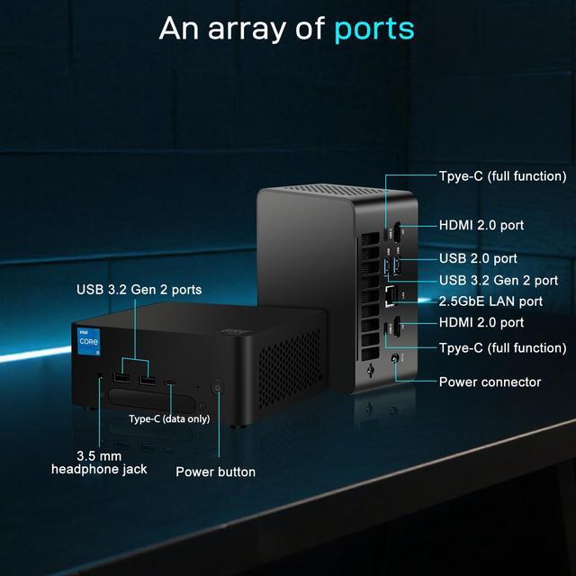 Alt view image 6 of 7 - BRENUC MINI PC,Intel 12th Gen Core i7-1260P Up to 4.4GHz, 32GB DDR5 512GB NVME SSD, HDMI/TYPE-C 8K@60Hz Output, 1X 2.5G RJ45 Port, 4X USB Port, Intel Iris Xe Graphics, VESA Mount