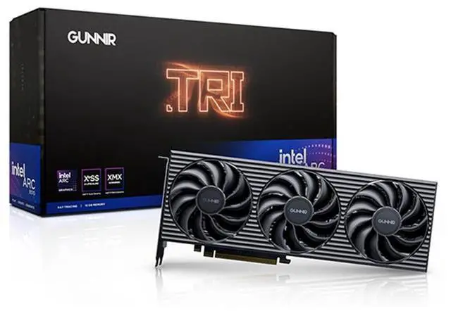 Main image of GUNNIR Intel Arc B570 Tri 10G OC 2600MHz Gaming Graphics Card (PCIe 4.0, 10GB GDDR6, HDMI 2.1, DisplayPort 2.1) Black