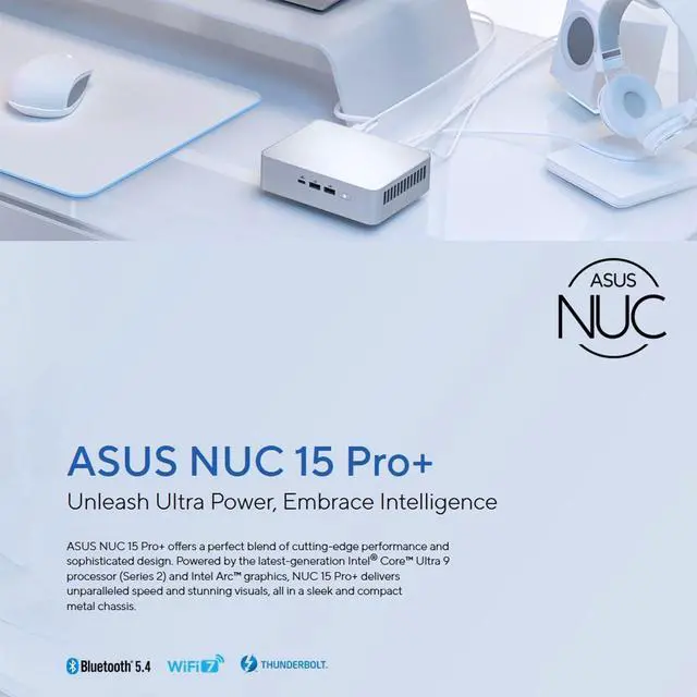 Alt view image 4 of 7 - ASUS NUC 15 Pro+ NUC15CRSU5, Intel Core Ultra 5 225H Processor, Arc Graphics, Supports Quad 4K, Wi-Fi 7, Bluetooth 5.4 (Barebone System)