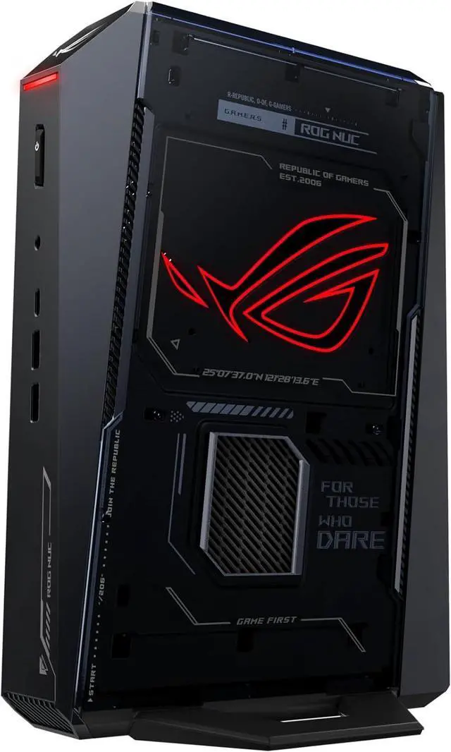 Main image of ASUS ROG NUC (2025) Gaming Mini PC with Intel® Core Ultra 9 (Series 2) ARL-HX CPU, NVIDIA® GeForce RTX 5080 MobileGPU, 32GB DDR5 RAM, 1TB NVMe SSD, Thunderbolt 4, Triple-Fan Cooling, and ARGB Lighting