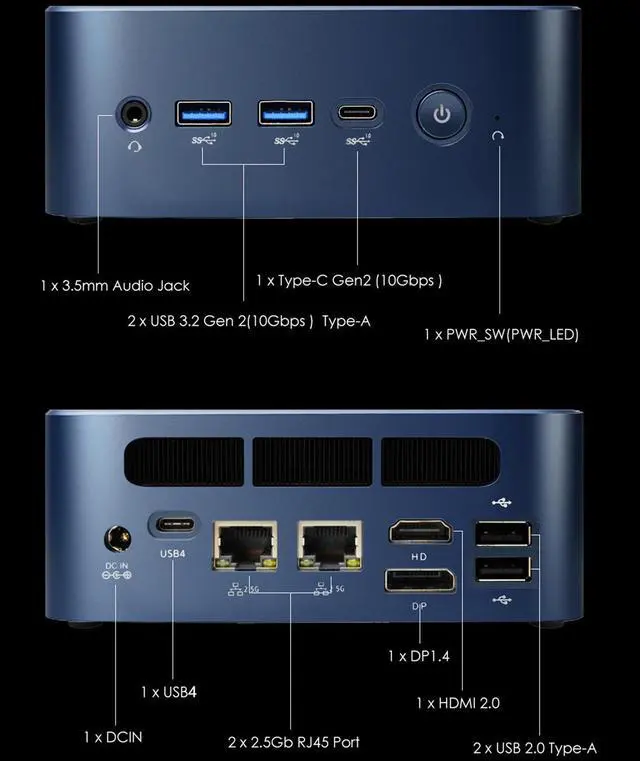 Alt view image 6 of 6 - BRENUC Mini PC N7P AMD Ryzen 7 7840HS(Up 5.1GHz), AMD Radeon 780M Graphics,Triple Screen Display,WiFi 6,Bluetooth 5.2 Barebone