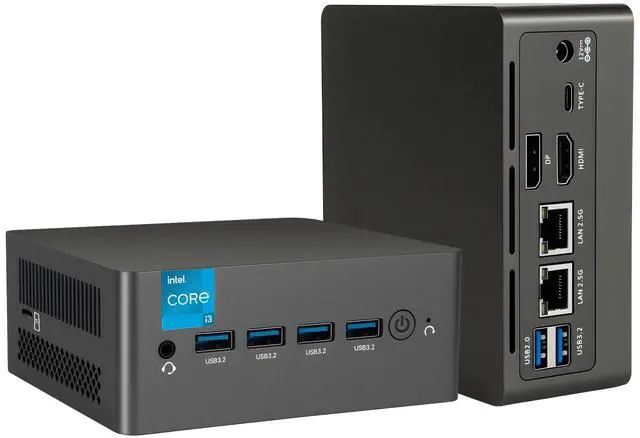 Main image of BRENUC Mini PC N9N PRO Intel Core i3-N305 (up to 3.8GHz), 16GB DDR4 RAM 512GB NVME SSD, Intel UHD Graphics, Win11 Pro, 2 x 2.5GbE I226-V 6 x USB Ports WiFi 6 Bluetooth 5.2