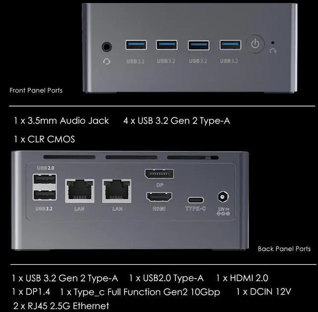 Alt view image 4 of 7 - BRENUC Mini PC N9N PRO Intel Core i3-N305 (up to 3.8GHz), Intel UHD Graphics, 2 x 2.5GbE I226-V 6 x USB Ports WiFi 6 Bluetooth 5.2 Barebone