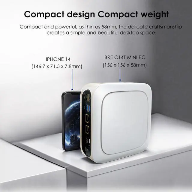 Alt view image 6 of 7 - BRENUC Mini PC C14T Intel Core i9-11900H (up to 4.9GHz),  Intel UHD Graphics, Dual 2.5G LAN 4K Triple Display WiFi 6 Bluetooth 5.2 Barebone