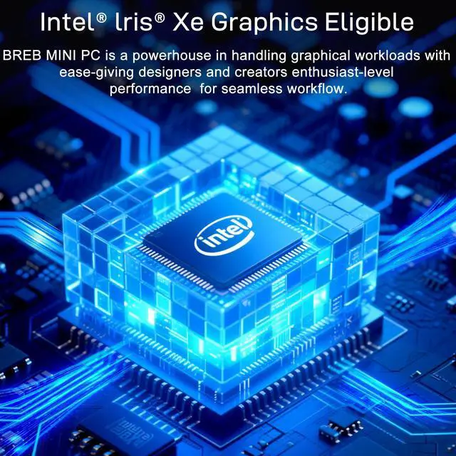 Alt view image 3 of 7 - BRENUC MINI PC,Intel 12th Gen Core i5-1240P Up to 4.4GHz, HDMI/TYPE-C 8K@60Hz Output, 1X 2.5G RJ45 Port, 4X USB Port, Intel Iris Xe Graphics, VESA Mount Barebone