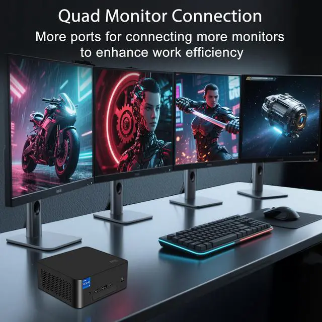 Alt view image 4 of 7 - BRENUC MINI PC,Intel 12th Gen Core i5-1240P Up to 4.4GHz, HDMI/TYPE-C 8K@60Hz Output, 1X 2.5G RJ45 Port, 4X USB Port, Intel Iris Xe Graphics, VESA Mount Barebone