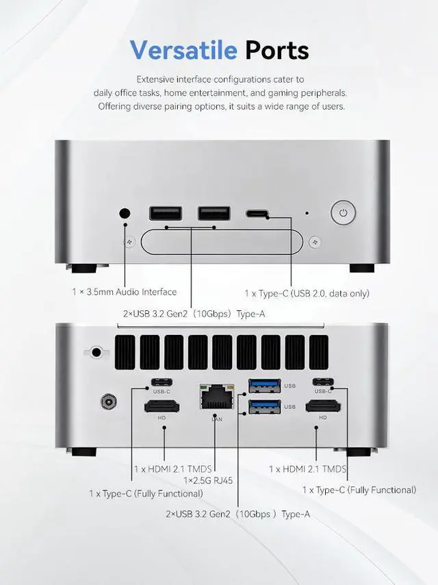 Alt view image 5 of 7 - BRENUC BREC Mini PC - Intel Core Ultra 5 125H, 96 GB DDR5 Max RAM Support, Intel Arc Graphics, Bluetooth 5.3, 2.5 Gigabit Ethernet Barebone System