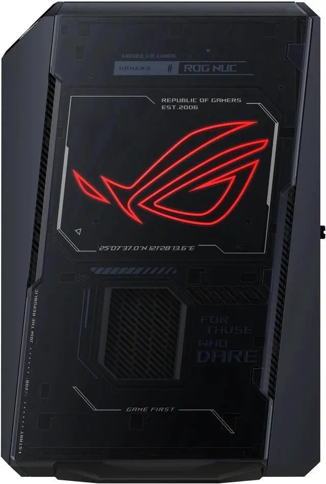 Alt view image 2 of 7 - ASUS ROG NUC (2025) Gaming Mini PC, Intel Core Ultra 7 255HX CPU, NVIDIA GeForce RTX 5060 Mobile GPU, 32GB DDR5 RAM, 2TB NVMe SSD, Thunderbolt 4, Triple-fan cooling, ARGB lighting