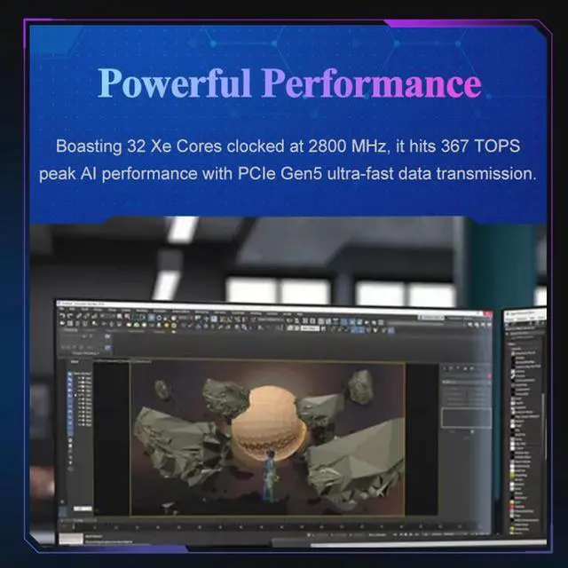 Alt view image 5 of 6 - GUNNIR Inte Arc Pro B70 TF 32GB 256-bit GDDR6 PCI Express 5.0 x16, 32 Ray Tracing Units, 32 Xe Cores, AI and Workstation Graphics Card