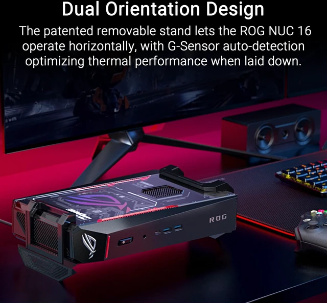 Alt view image 5 of 7 - ASUS ROG NUC 16 Gaming Mini PC, Intel Core Ultra 9 290HX CPU, NVIDIA GeForce RTX 5080 16GB GDDR7, 32GB DDR5 RAM, 2TB NVMe SSD, Thunderbolt 4, Triple-fan cooling, 5 Displays Support